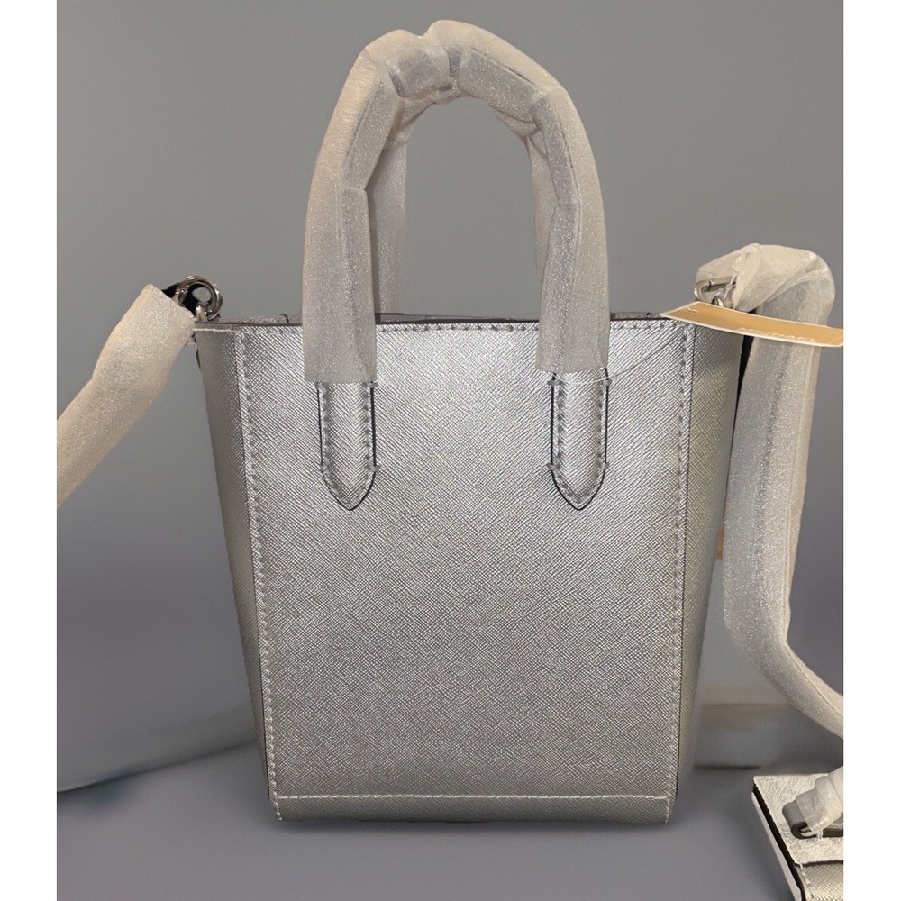 Michael Kors Vincent‎ XS Satchel Shoulder Crossbody Bag + Card Case Silver - Picture 6 of 6
